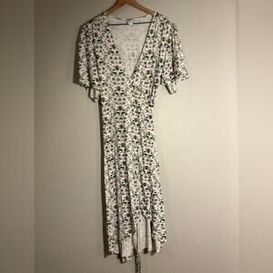 NWOT Kate Quinn L Litho Bee 🐝 Woods High-Low Wrap Dress